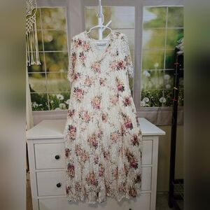 Vintage Starina Woman Floral Lace Maxi Dress – Boho Cottagecore Prairie Style XL